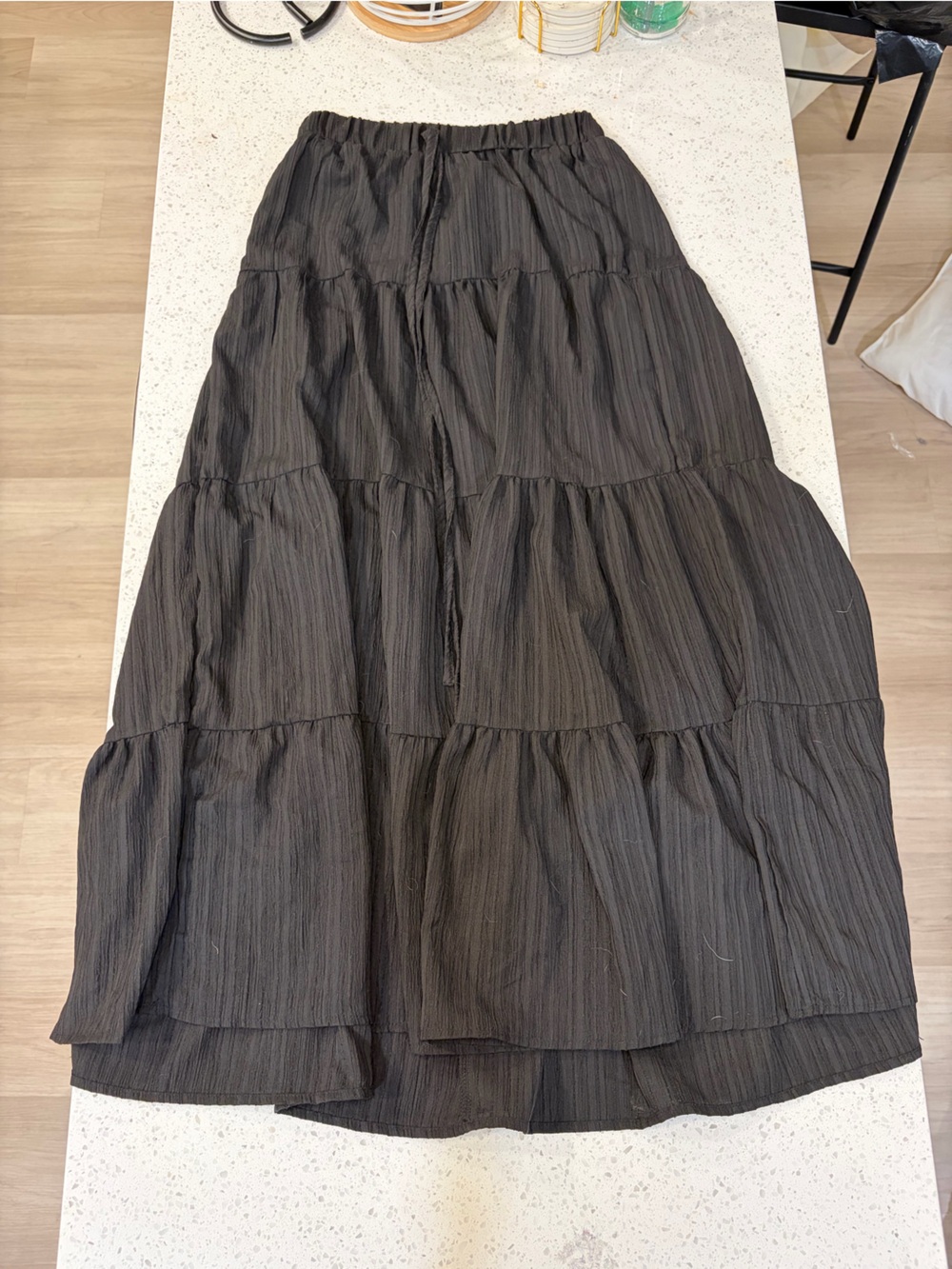 Woman’s Elastic Waist Ruffled Skirt - Black